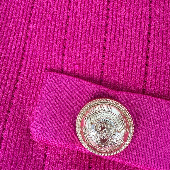 Balmain Long Sleeved V Neck Knit Pink Cardigan Button Top 38 6 - Picture 10 of 13